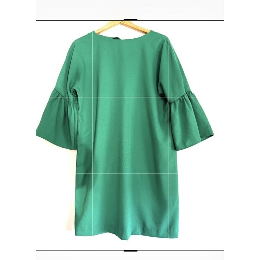 Banana Republic‎ Green Shift Dress Womens 6 Bell Sleeve Tie Cuff